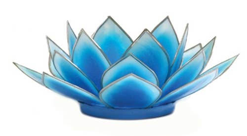 Dahlia Capiz Lotus Tealight Candle Holder - Turquoise