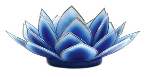 Dahlia Capiz Lotus Tealight Candle Holder - Dark Blue