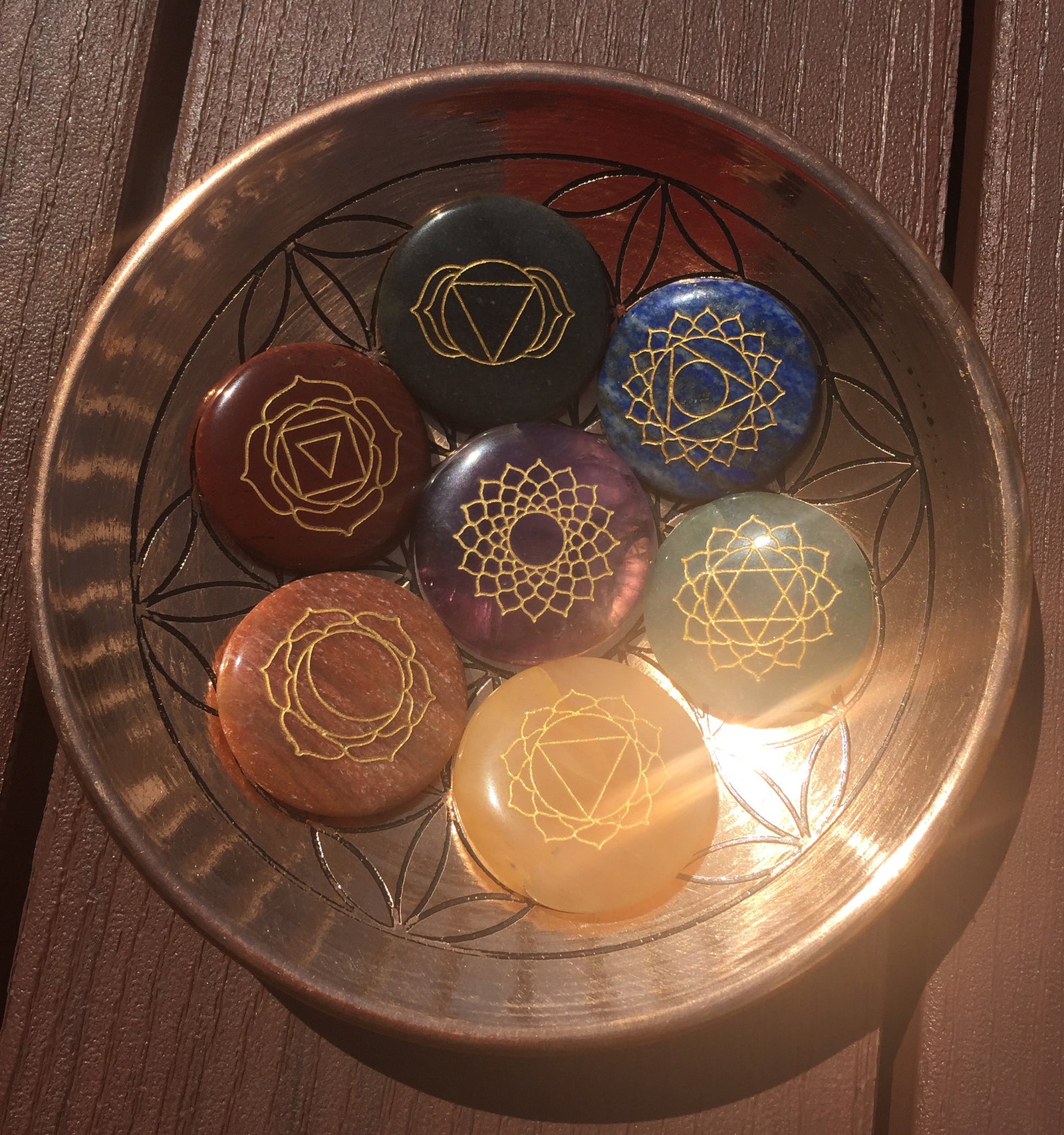 Back in Stock! Flower of Life Copper offering bowl 6" engraved - Cast a Stone