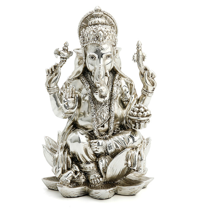 Hindu Ganesha Good Fortune Chrome Statue