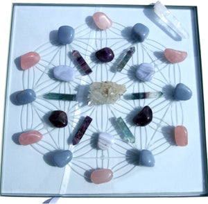 10x10" Glass engraved Crystalline Energy Grid Kit - Cast a Stone