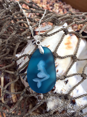 Gimme some tail pendant- Pinup girl Mermaid Necklace - Sea Glass Jewelry - choose your color - Cast a Stone
