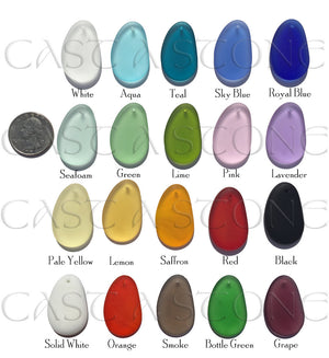 Fluer De Lis symbol pendant - Perfection, Light, and Life -engraved Sea Glass Jewelry - choose your color - Cast a Stone