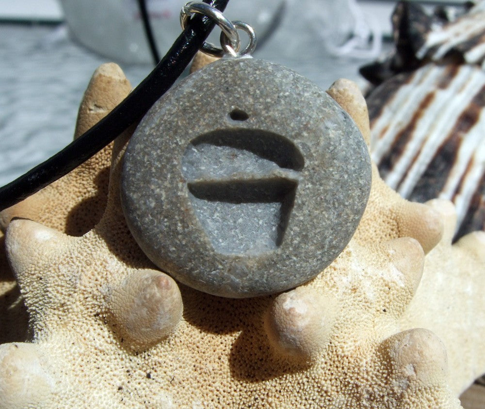 Cupcake engraved Beach Stone Pendant  - a sweet tooth necklace - Cast a Stone