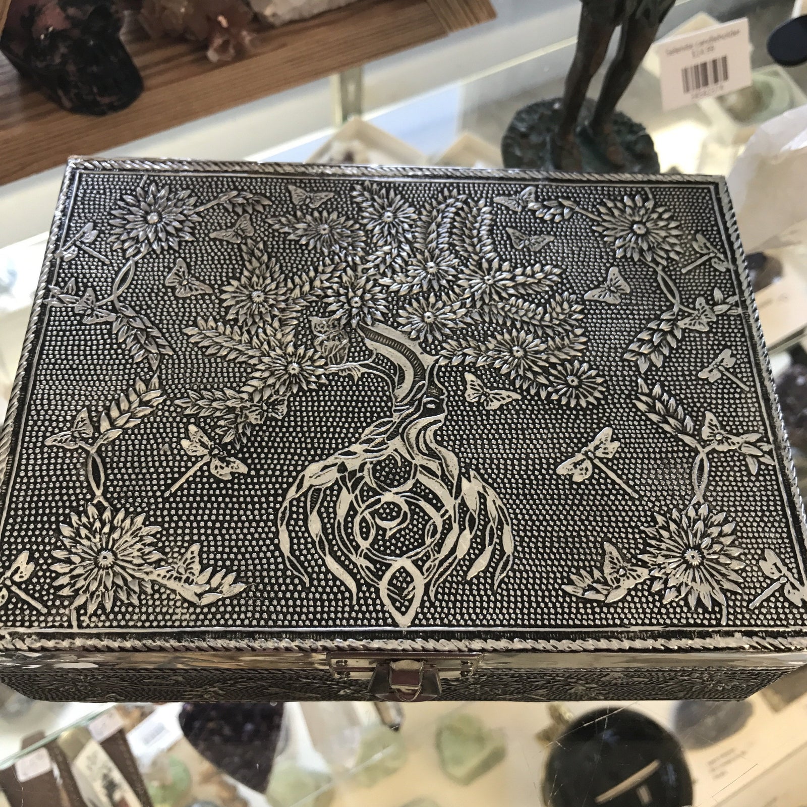 White metal Tree of Life lined box - Cast a Stone