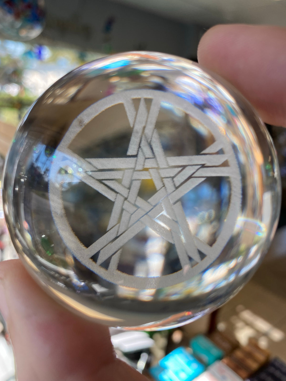 Clear Glass Sphere with Engraved Image