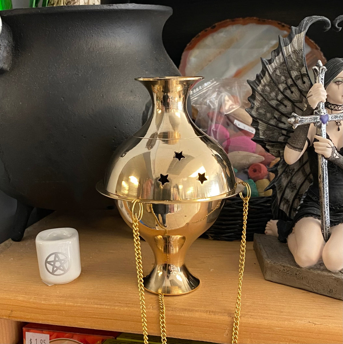 Hanging Brass Censer Incense Burner 6&quot;