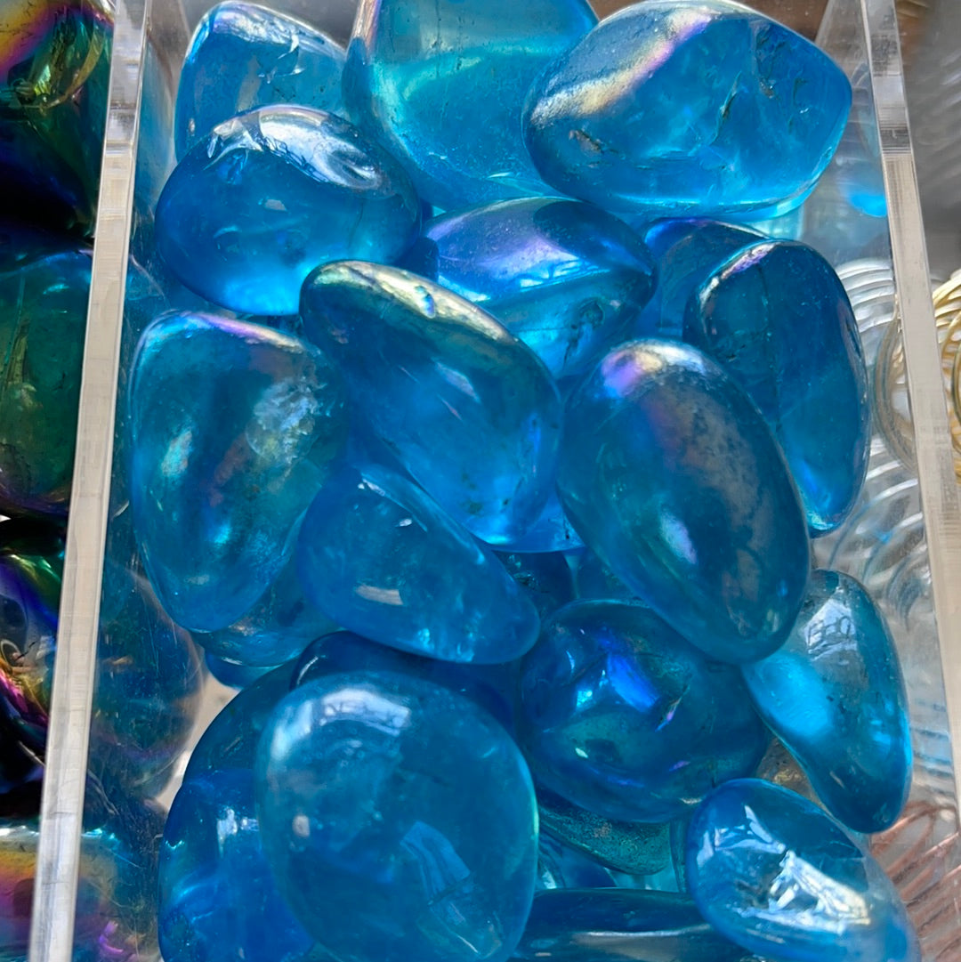 Aqua Aura Quartz Tumbled Gemstone