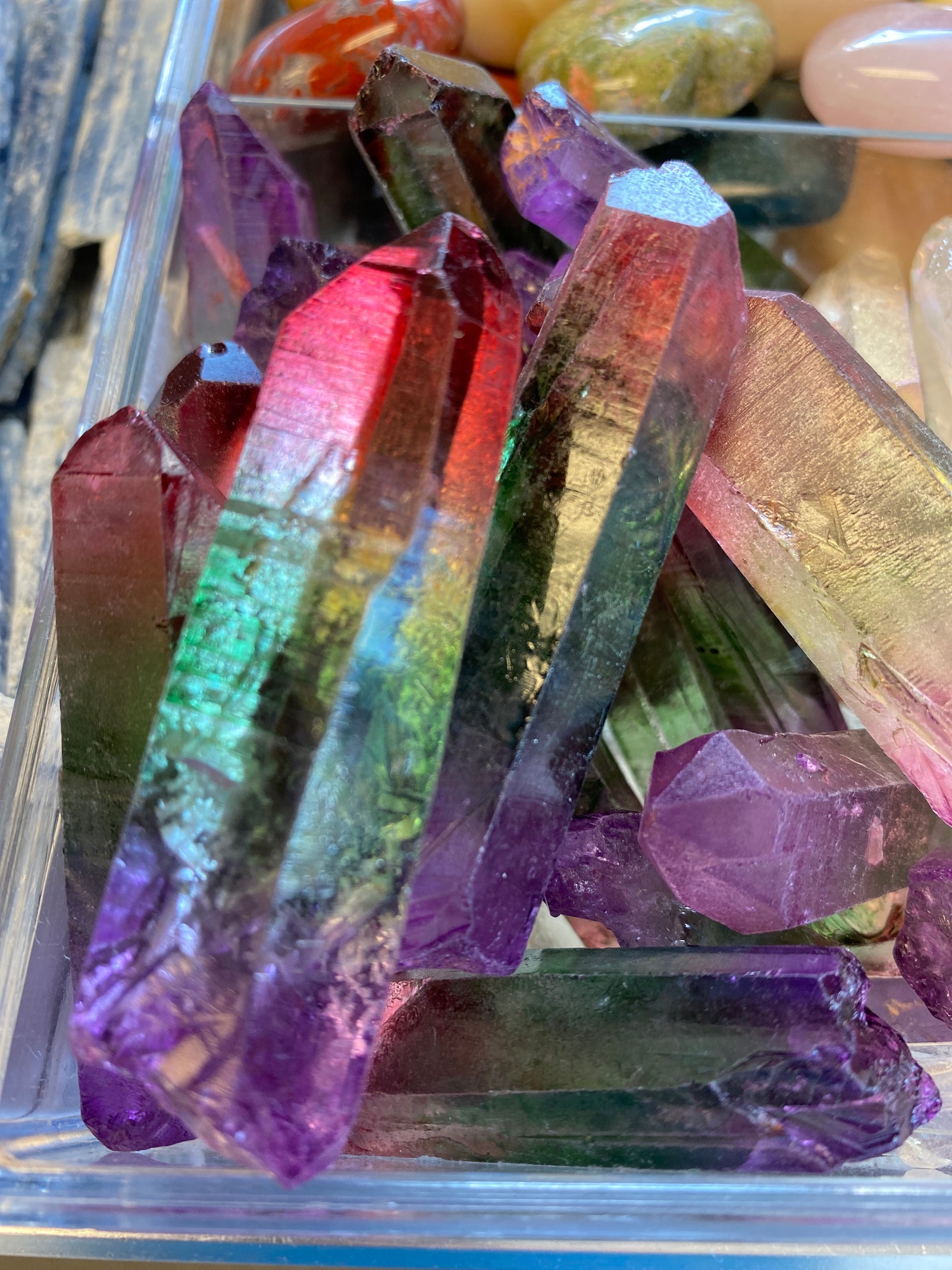 Watermelon Aura Quartz Point Gemstone