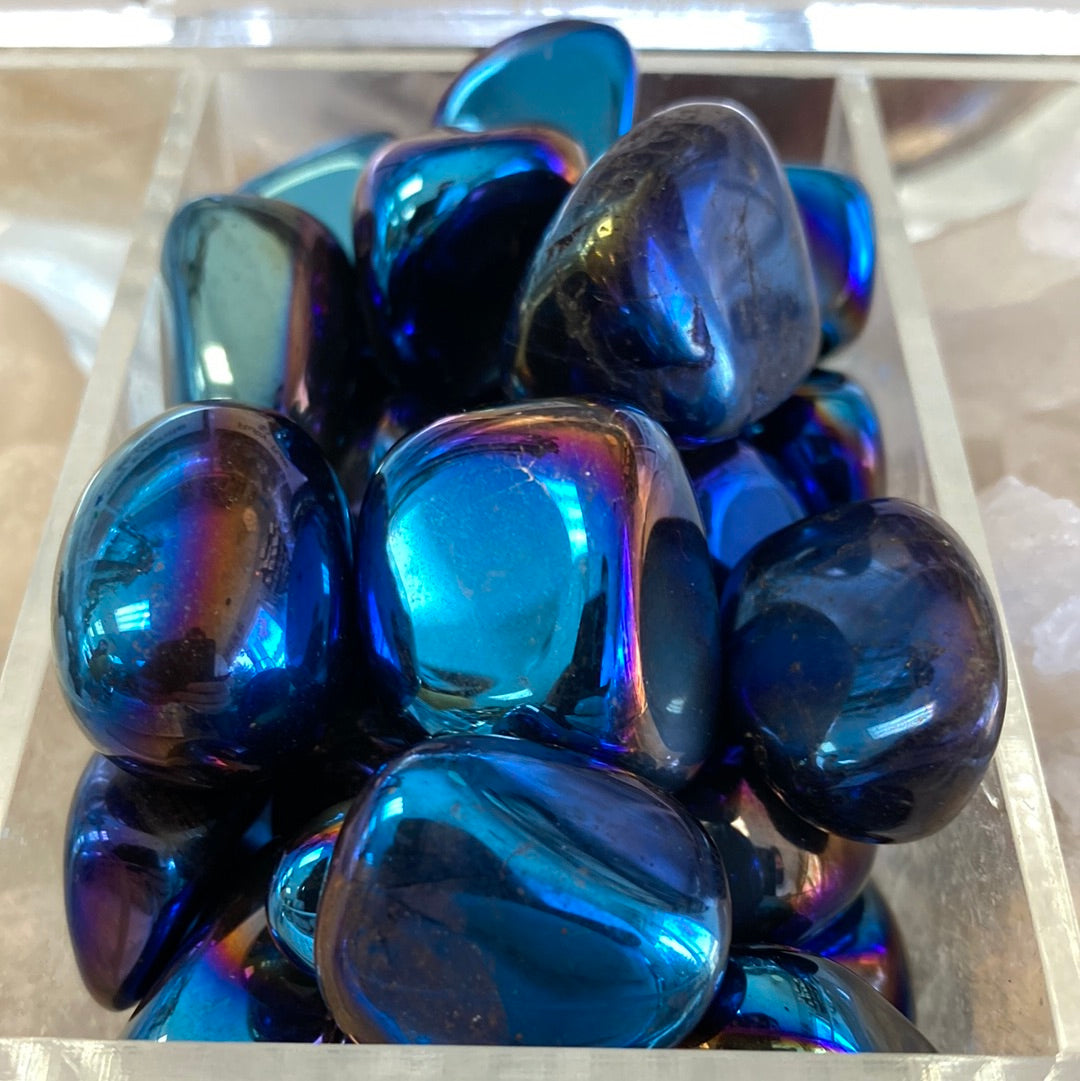 Titanium Blue Rainbow Quartz Tumbled Gemstone