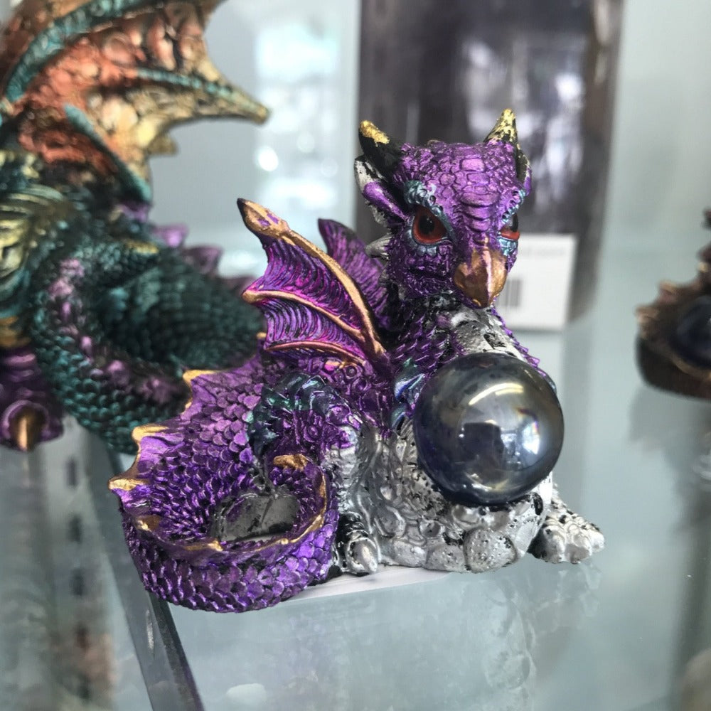 Small Cute Baby Dragon w/Sphere -choose your color! - Cast a Stone