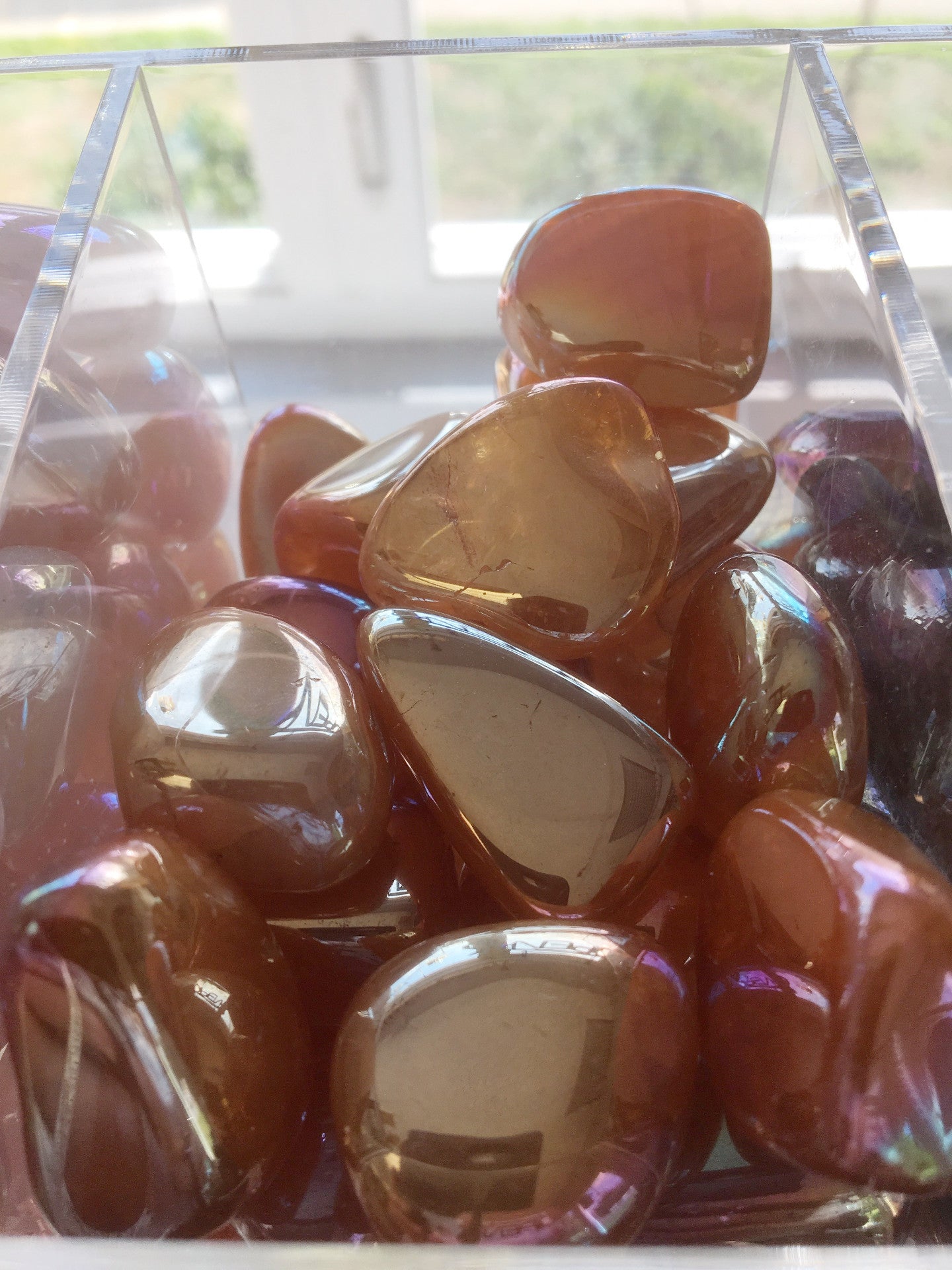 Tangerine Aura Rose Quartz Tumbled Gemstone