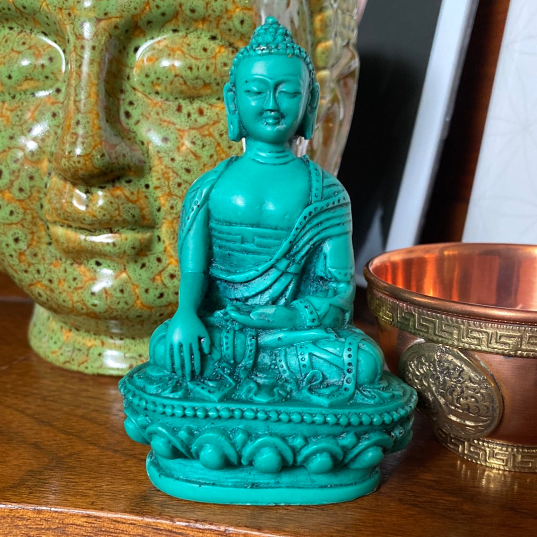 Teal Buddha Figure - 4 In