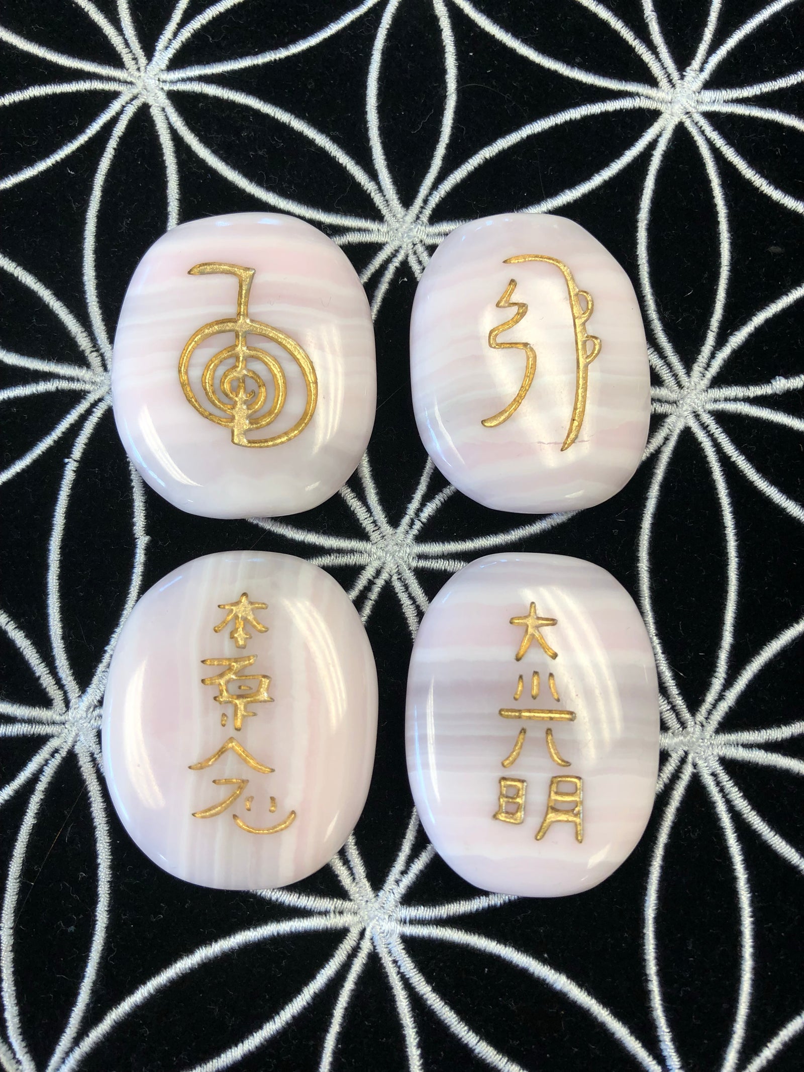 Pink Mangano Calcite Reiki Set