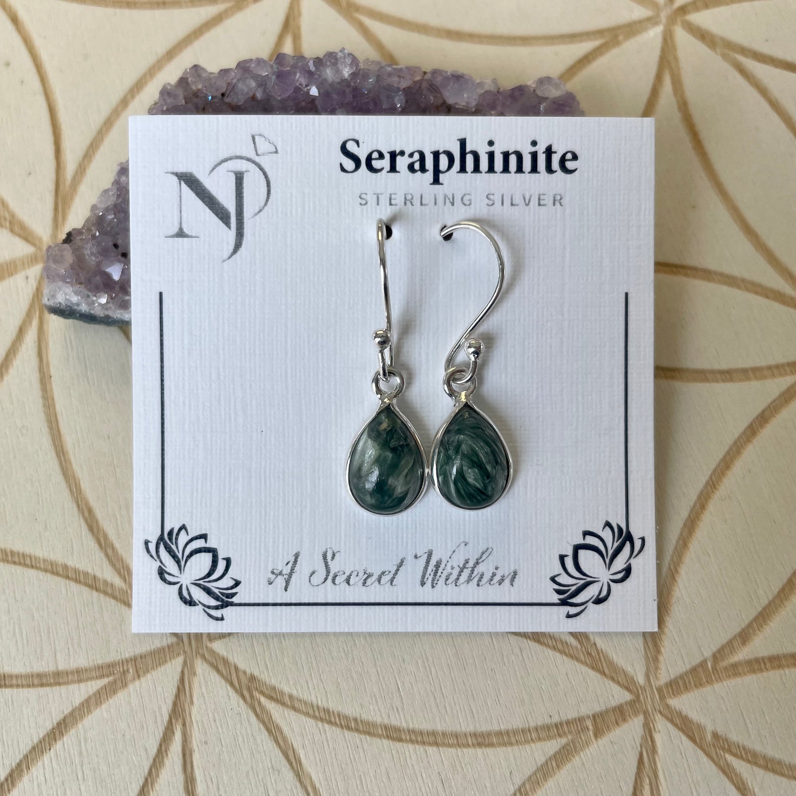 Seraphinite Earrings Sterling Silver