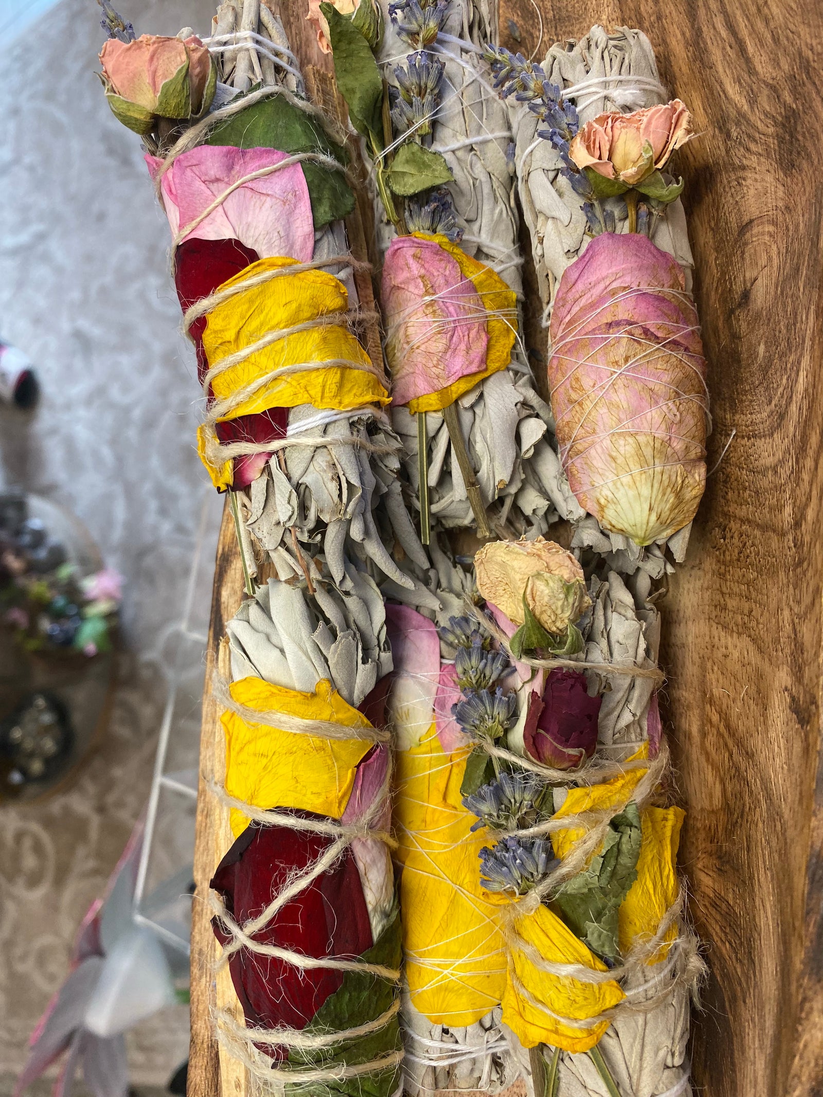 Handcrafted Floral Smudge Stick | Sage & Botanicals for Cleansing