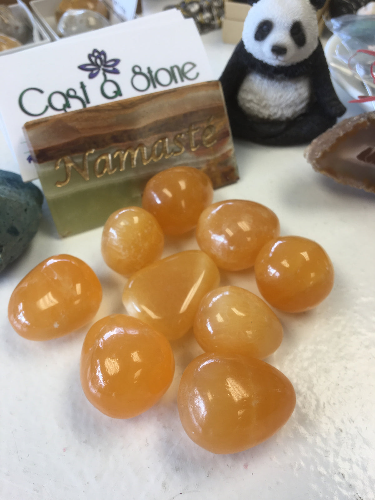 Orange Calcite Tumbled Single Gemstone - Cast a Stone