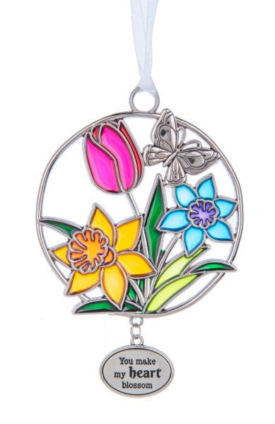 You make my heart blossom - Butterfly and Flower Ornament