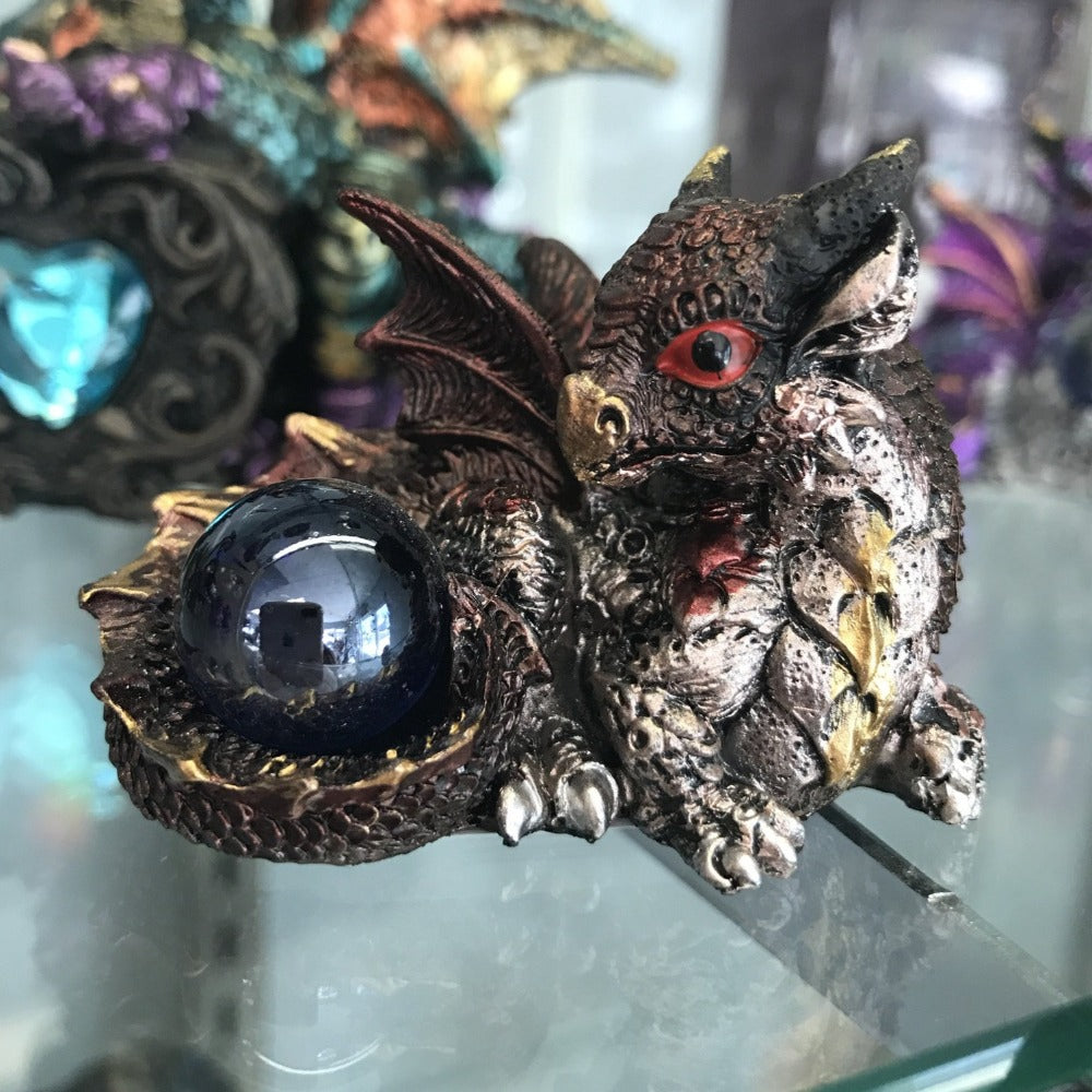 Small Cute Baby Dragon w/Sphere -choose your color! - Cast a Stone