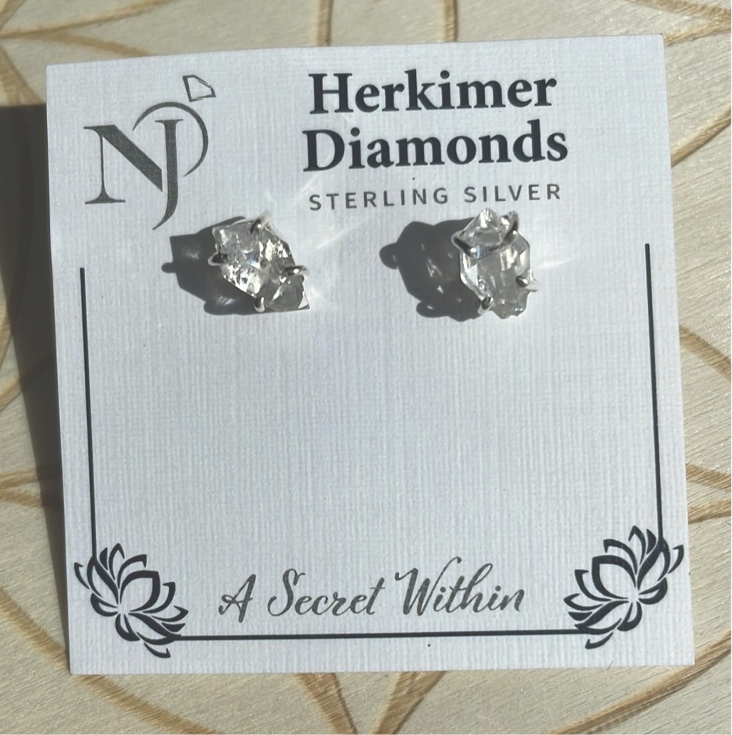 Herkimer Diamond Stud Sterling Silver Earrings