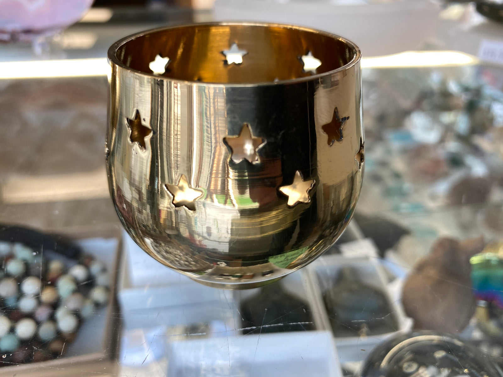 Celestial Brass Tea Light Candle Holder
