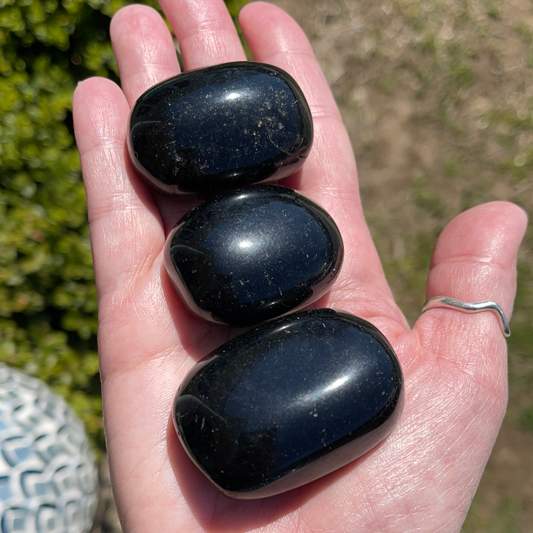 Black Obsidian Pebble Tumbled Gemstone