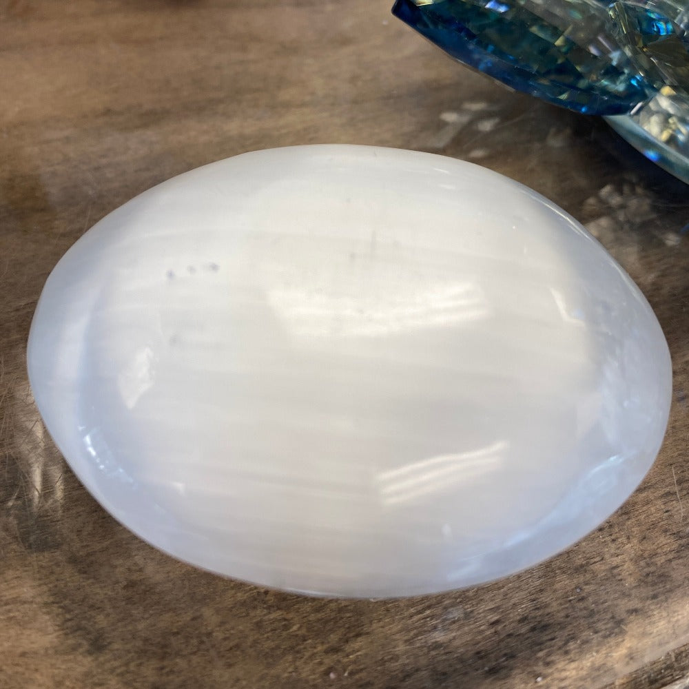 Selenite Palm Stone
