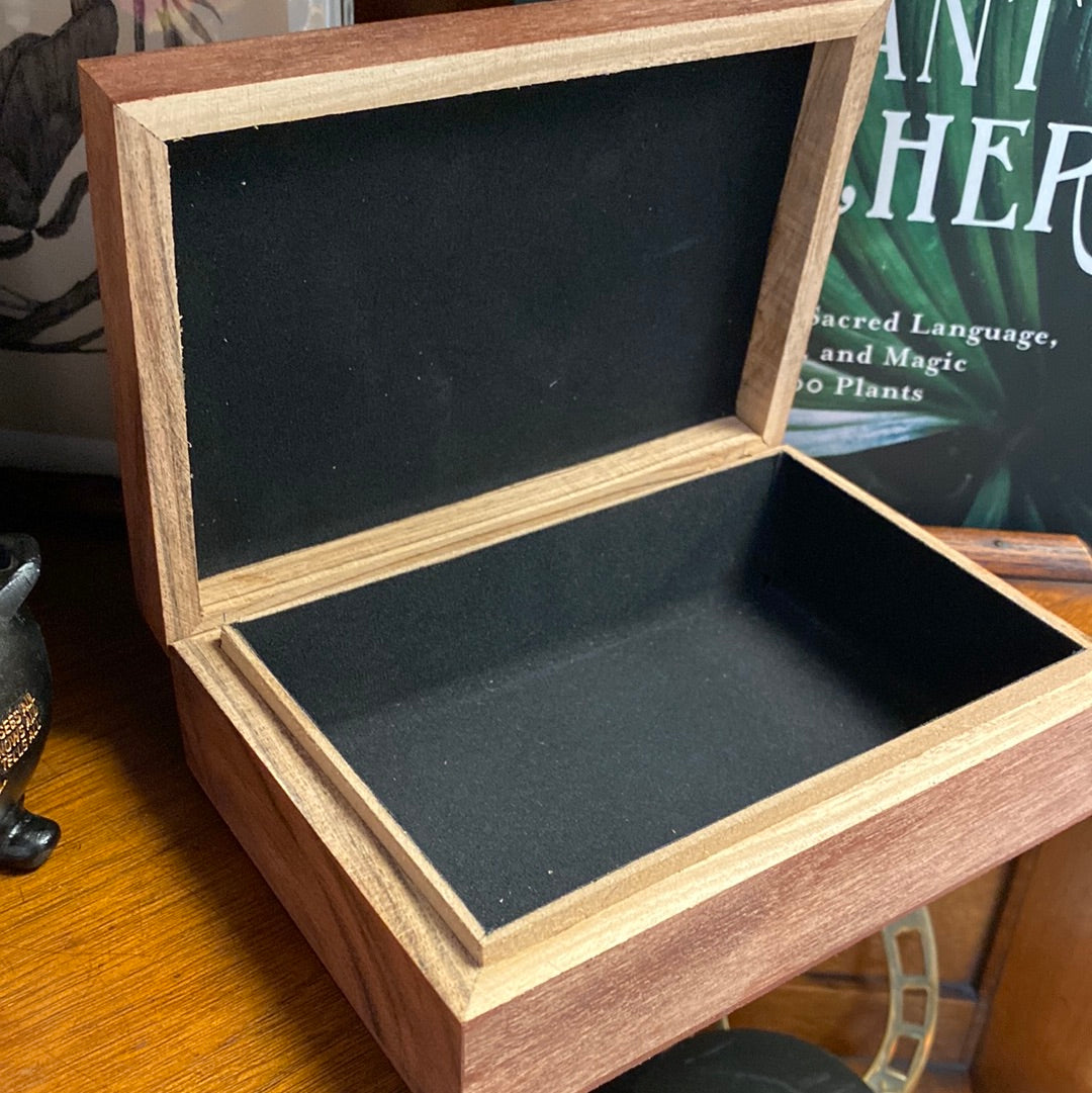 Acacia Wood Chakra Box With Velvet Lining - 7"X5"