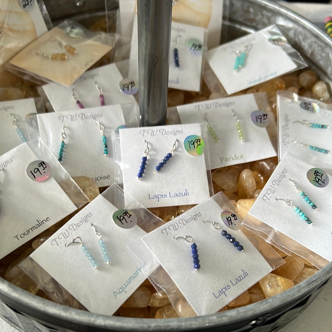 Gemstone Drop Earrings Sterling Silver