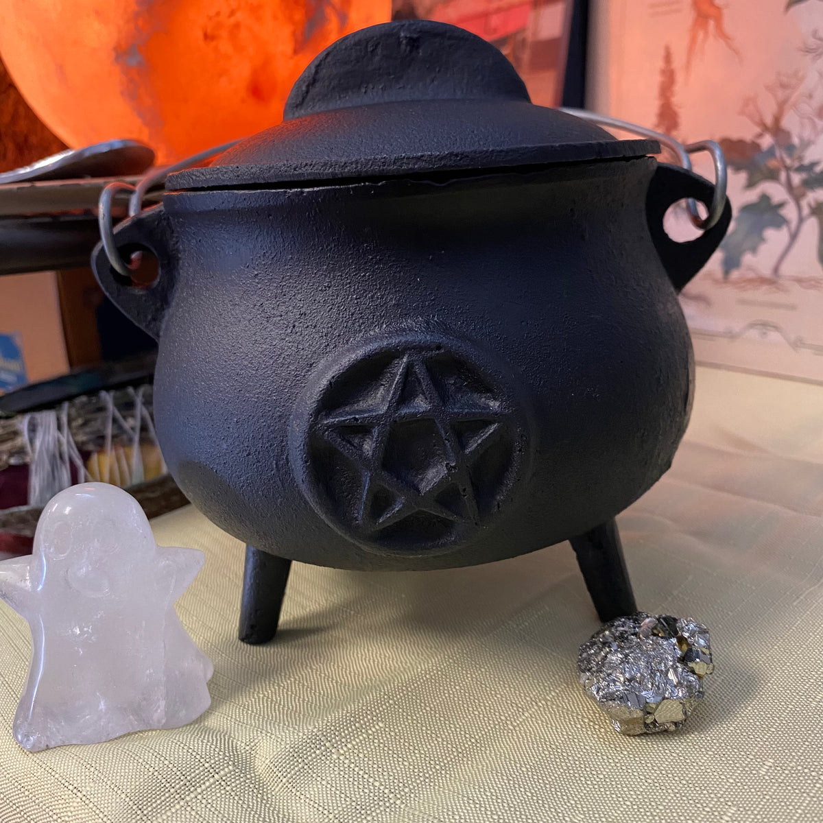 Black Potbelly Cast Iron Cauldron - 5.5" | Pentacle