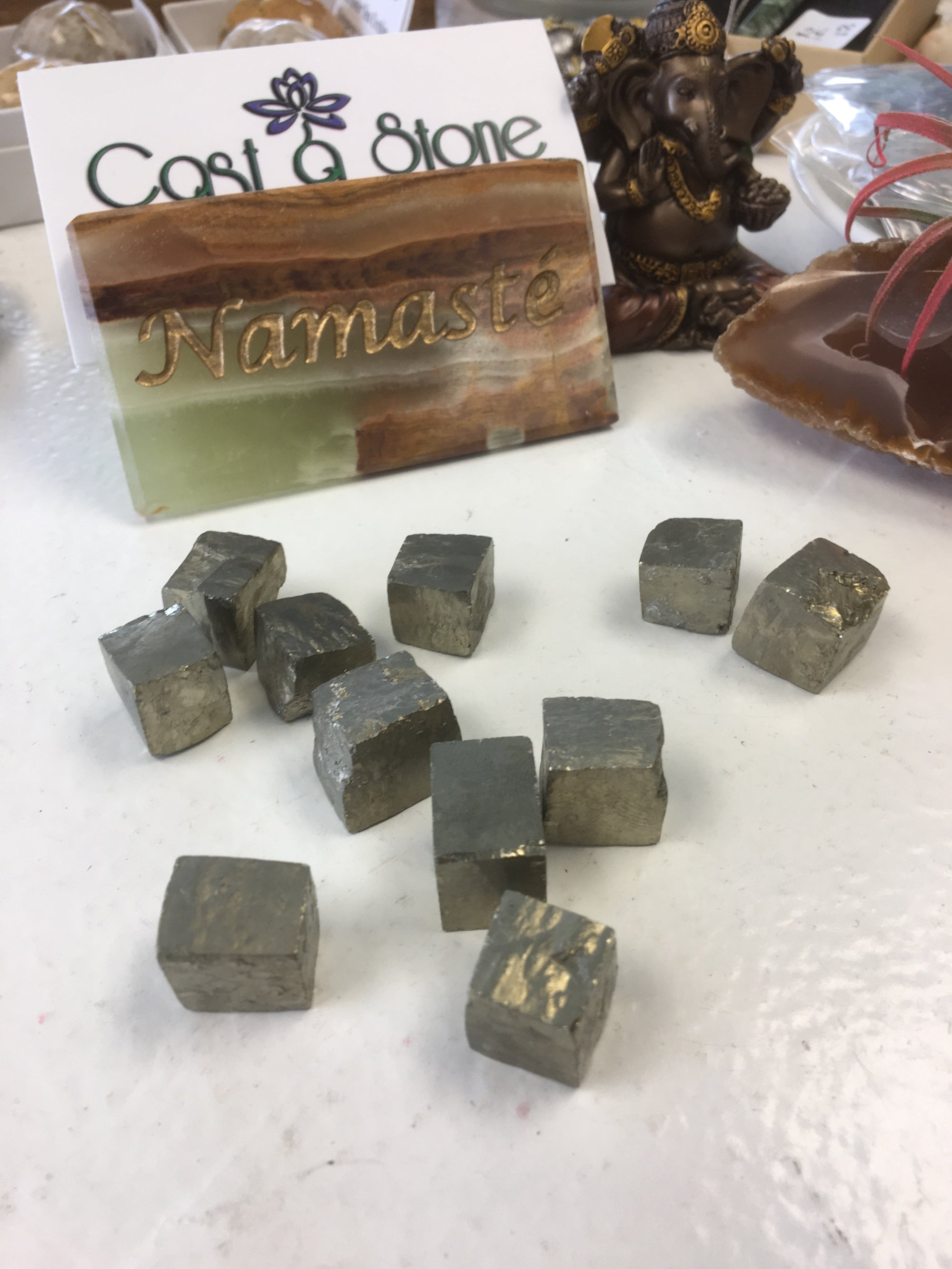 Pyrite cubes tumbled single gemstone - Cast a Stone