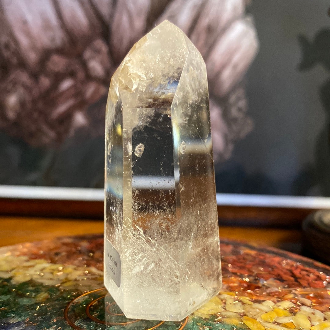 Polished Citrine Gemstone Point with natural inclusions visible