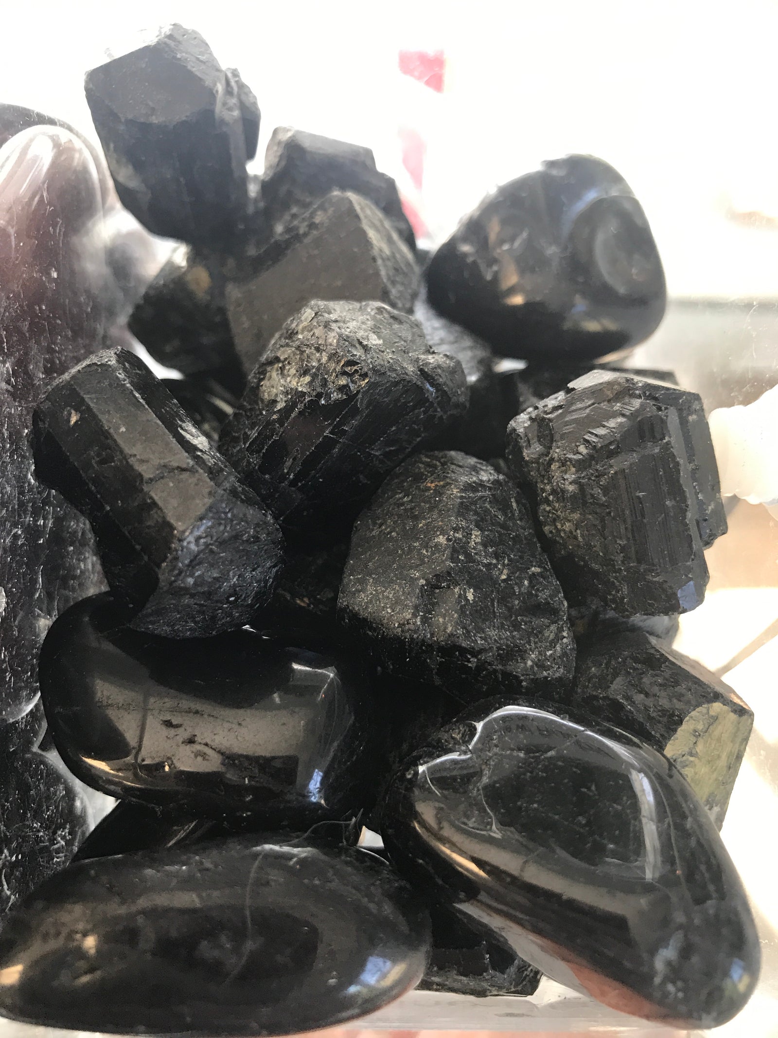 Black tourmaline tumbled gemstone - Cast a Stone