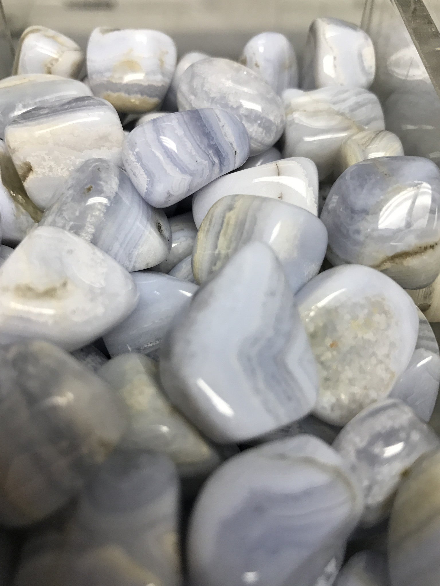 Blue Lace Agate Tumbled Single Gemstone - Cast a Stone