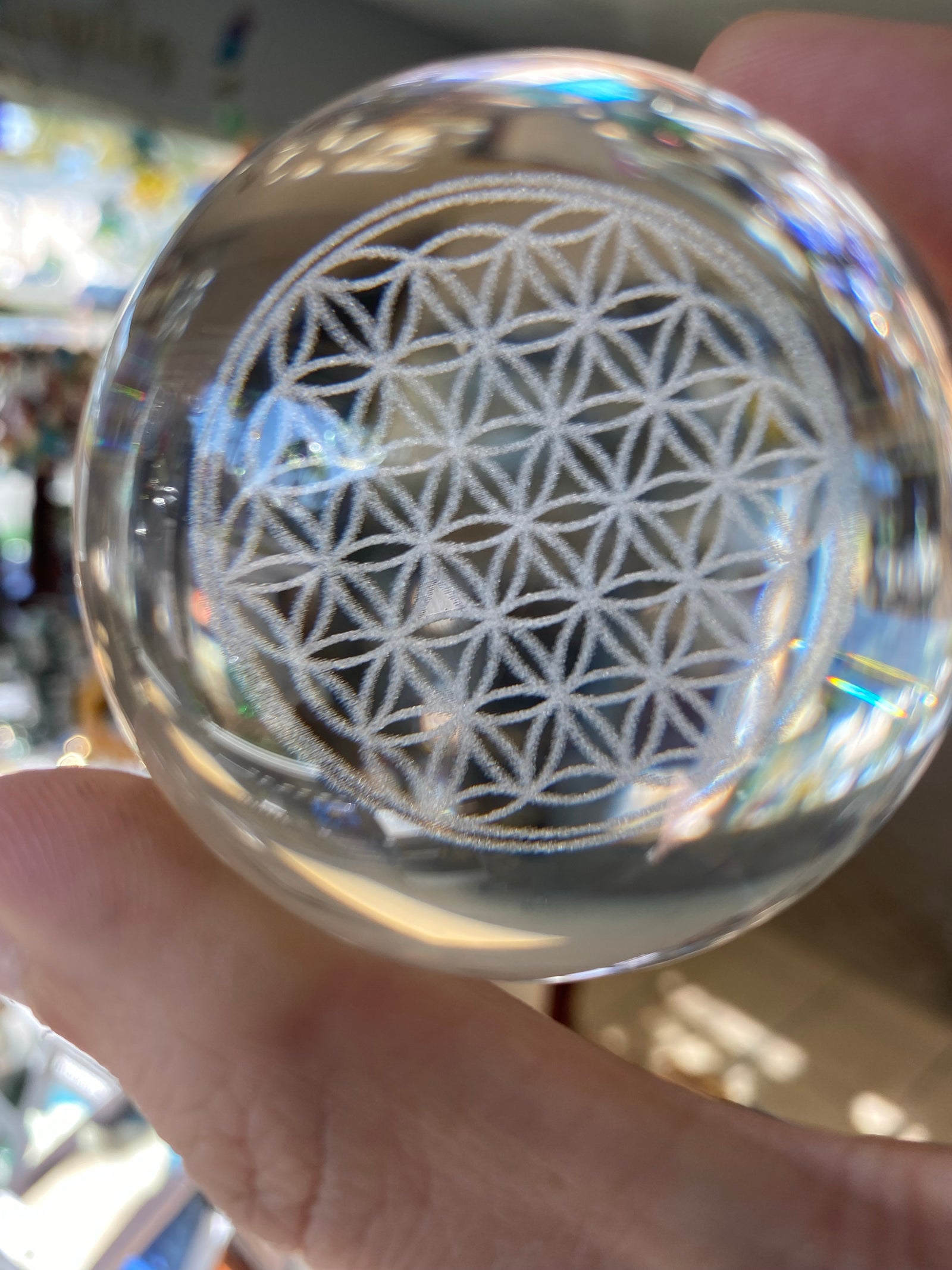 Clear Glass Sphere with Engraved Image