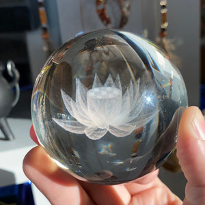 Clear Glass Sphere with Engraved Image