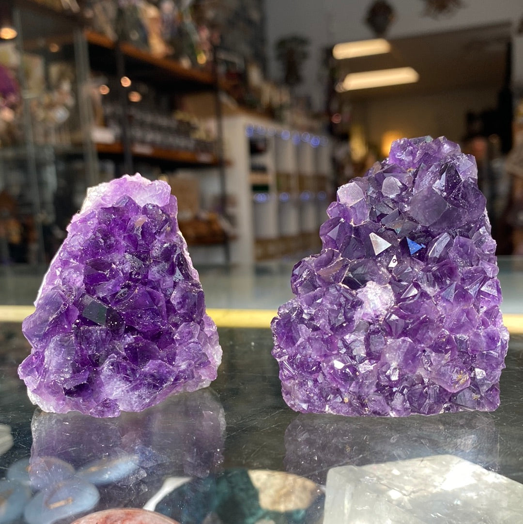 Amethyst Cluster Natural Gemstone Cut to Stand