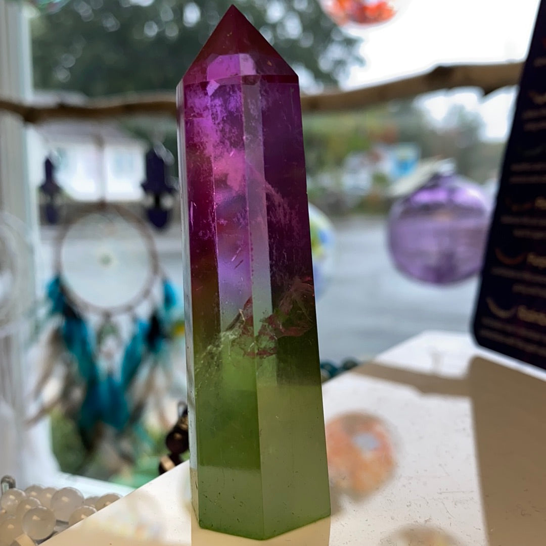 Standing Aura Quartz Point Polished Gemstone
