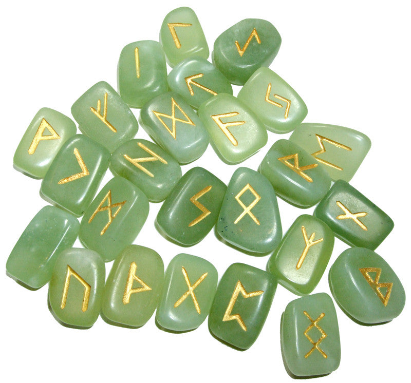Green Jade Runes Set - Cast a Stone