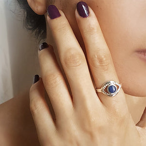 Evil Eye Lapis Lazuli Sterling Ring