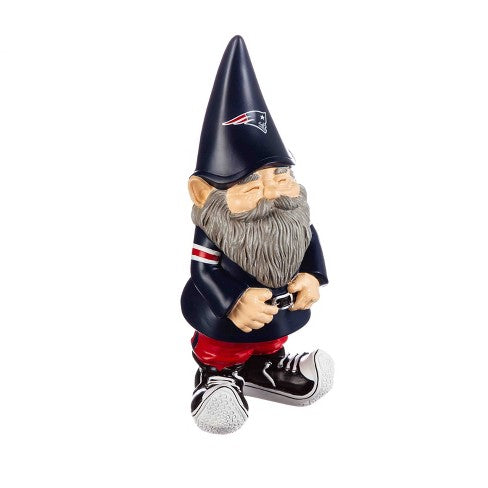 Add a spirited statue to any yard with this New England Patriots Garden Gnome. Measuring over 11 inches, this weather-resistant polyresin character will bring an extra touch of team pride to any outdoor space with it&#39;s officially-licensed team colors.