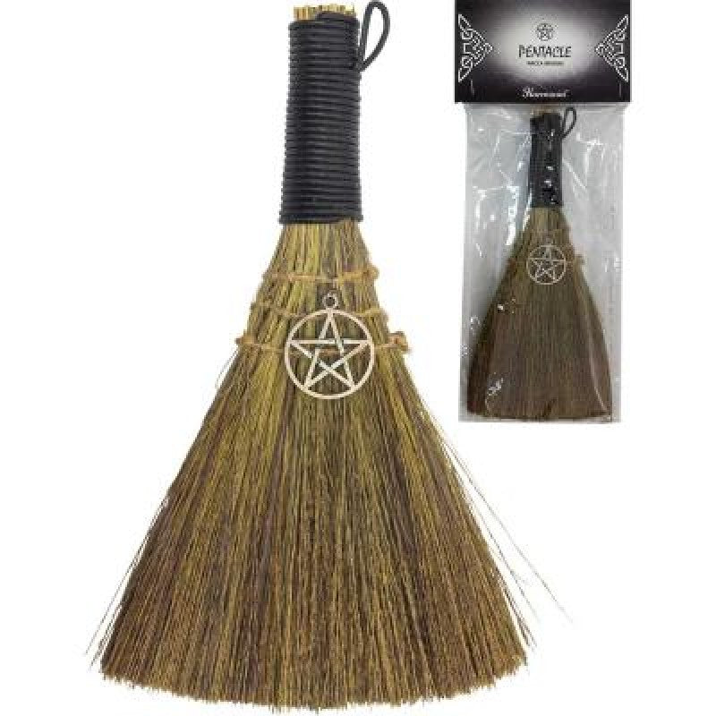 Magical Broom - Black With Pentacle