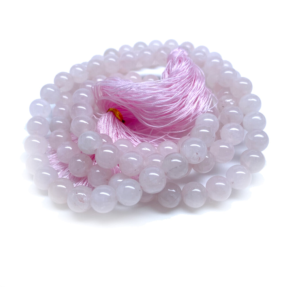 Rose Quartz Japamala Bead Necklace - 33" -37"L