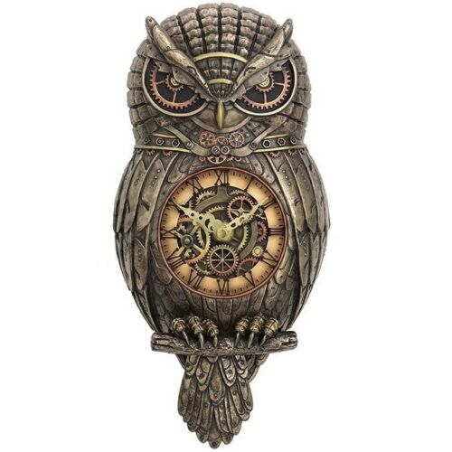 Steampunk Owl Pendulum Wall Clock