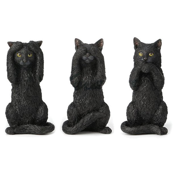 Hear, See, Speak No Evil Cat Figurines