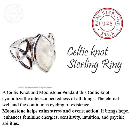 Celtic Knot Triquetra Moonstone Ring