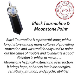 Black Tourmaline & Moonstone Stone Pendant Point