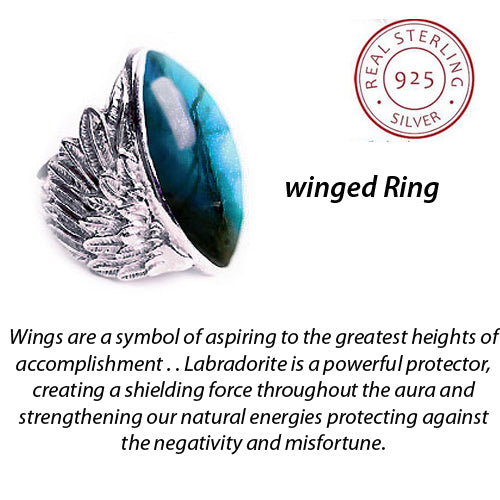 Wings Labradorite Sterling Silver Symbolic Ring