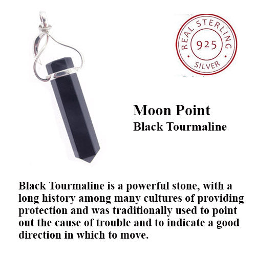 Black Tourmaline Moon point Pendant