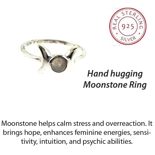 Triple Goddess Moonstone Sterling Ring